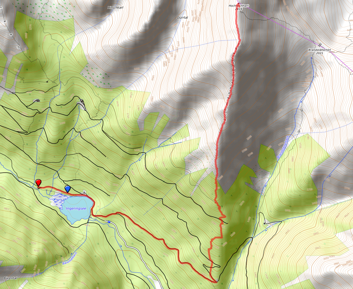 Hochreichhart Route bzw. Strecke Hochreichhart Route bzw. Strecke