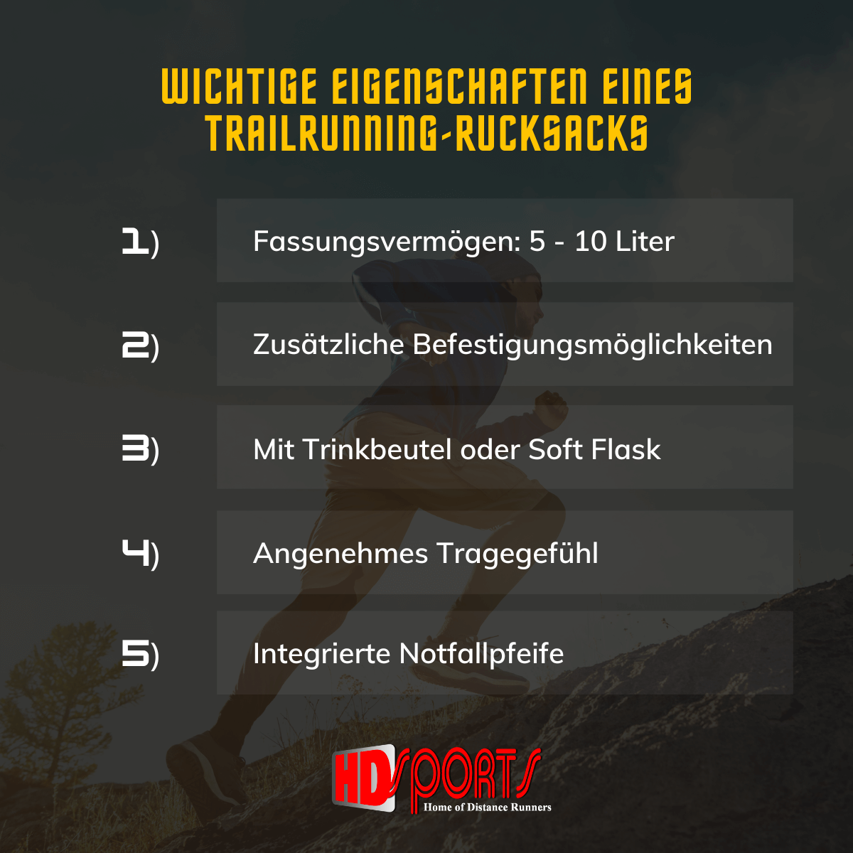 Trailrunning Rucksack Eigenschaften 1200