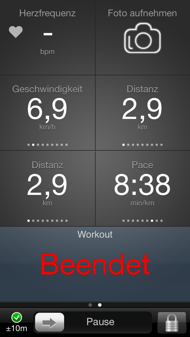 Smartrunner Screenshot: Workout-Anzeige