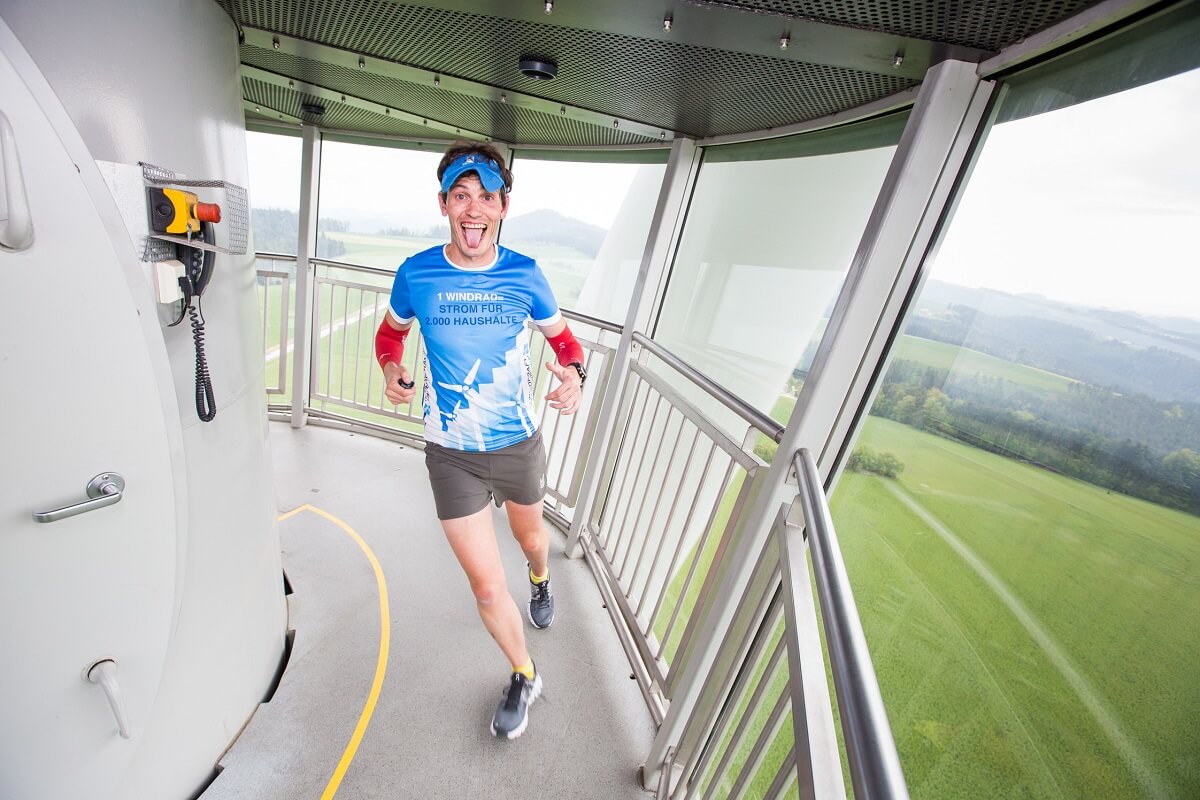 Rainer Predl: Marathon-Weltrekord im Windrad