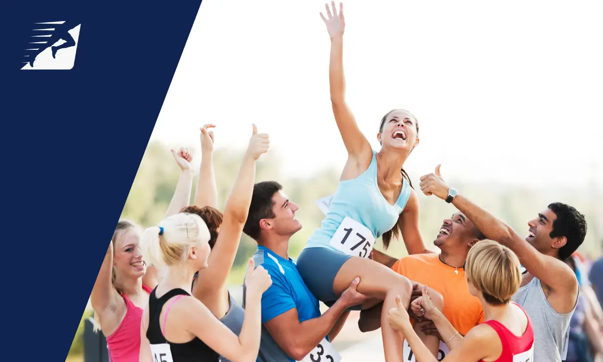 Läufer beim Jubeln