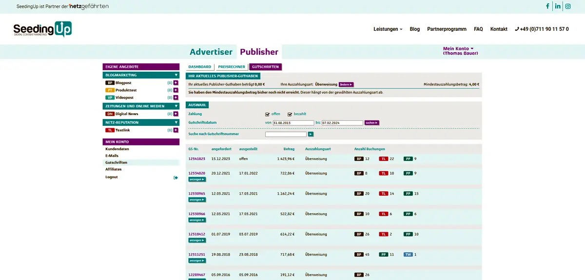 Die Gutschrift wurde am 15.12.2023 angefordert. Auch nach mehreren Zahlungsaufforderungen haben wir keine Gutschrift erhalten.