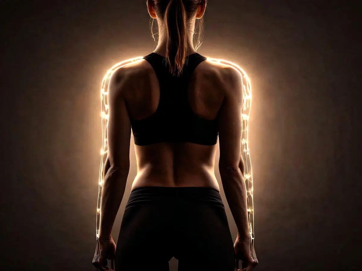 Rücken einer sportlichen trainierten Frau