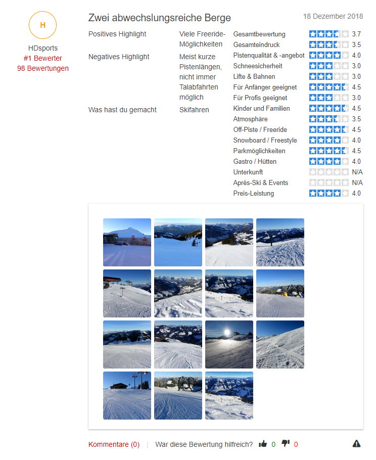 Skigebiet Ski Juwel Alpbachtal Wildschönau - Bewertung