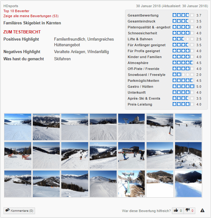 Bewertung Skigebiet Bad Kleinkirchheim