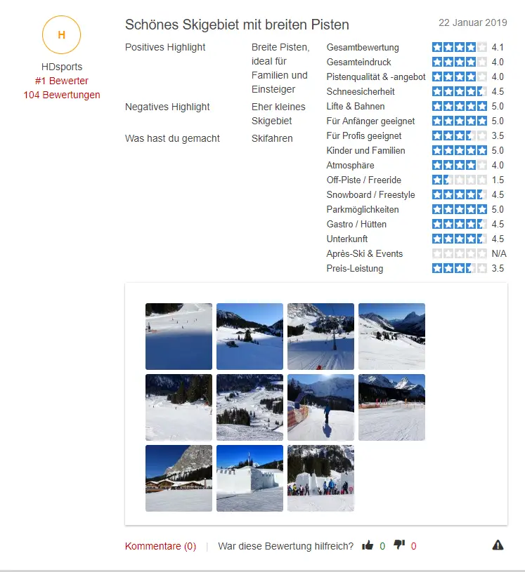 Skigebiet Ehrwalder Alm - Bewertung