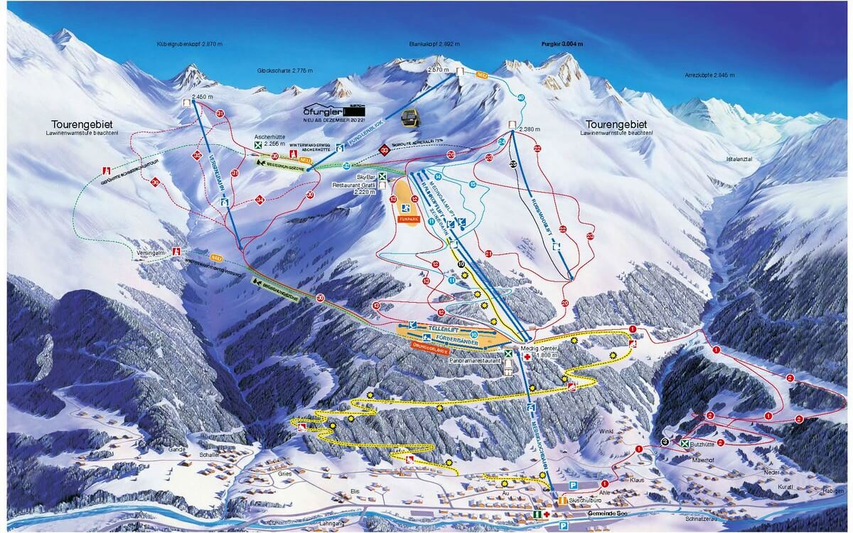 Pistenplan Bergbahnen See im Paznauntal
