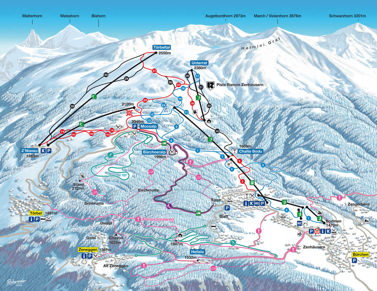 Pistenplan Bürchen-Törbel / Moosalp