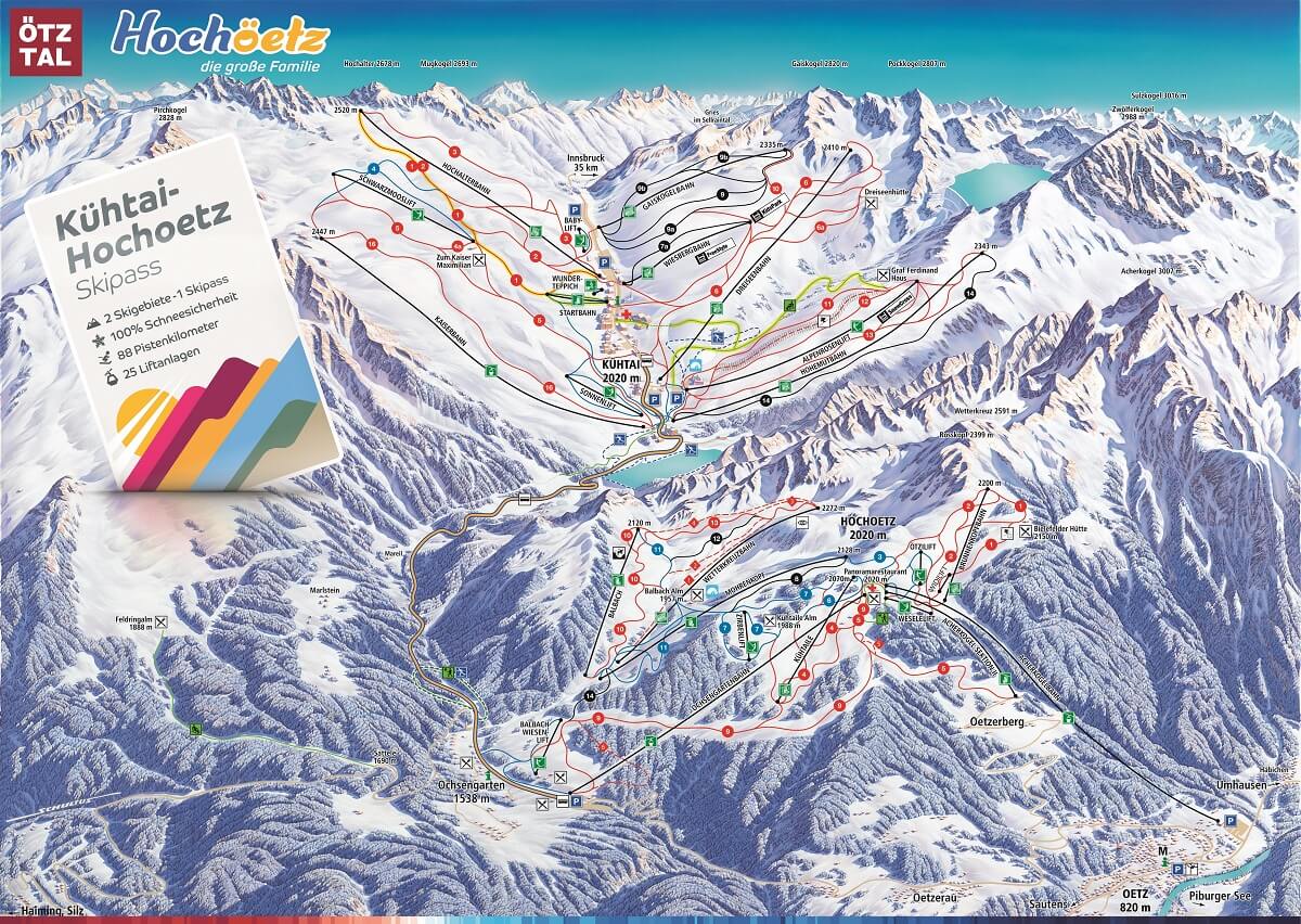 Pistenplan Skiregion Hochoetz - Oetz