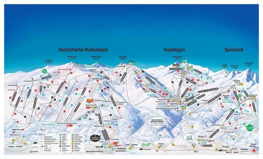 Pistenplan Ski Region Hochfügen - Hochzillertal