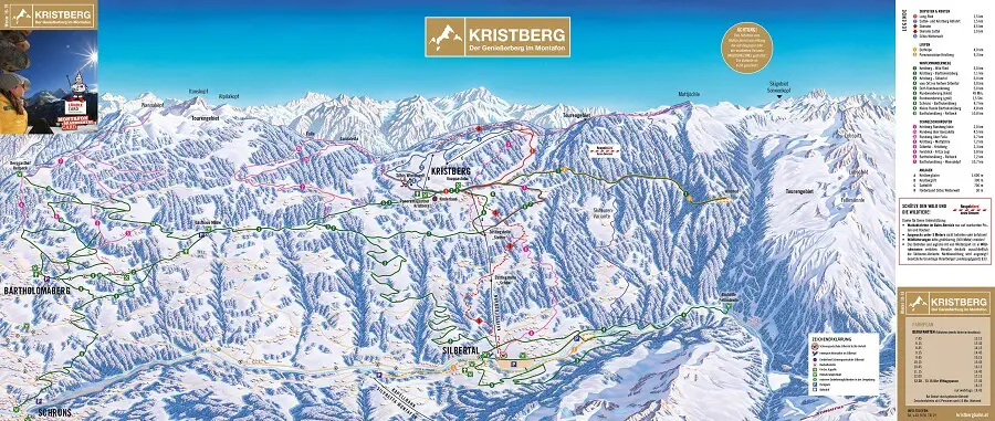 Pistenplan Kristberg in Silbertal, der Genießerberg im Montafon