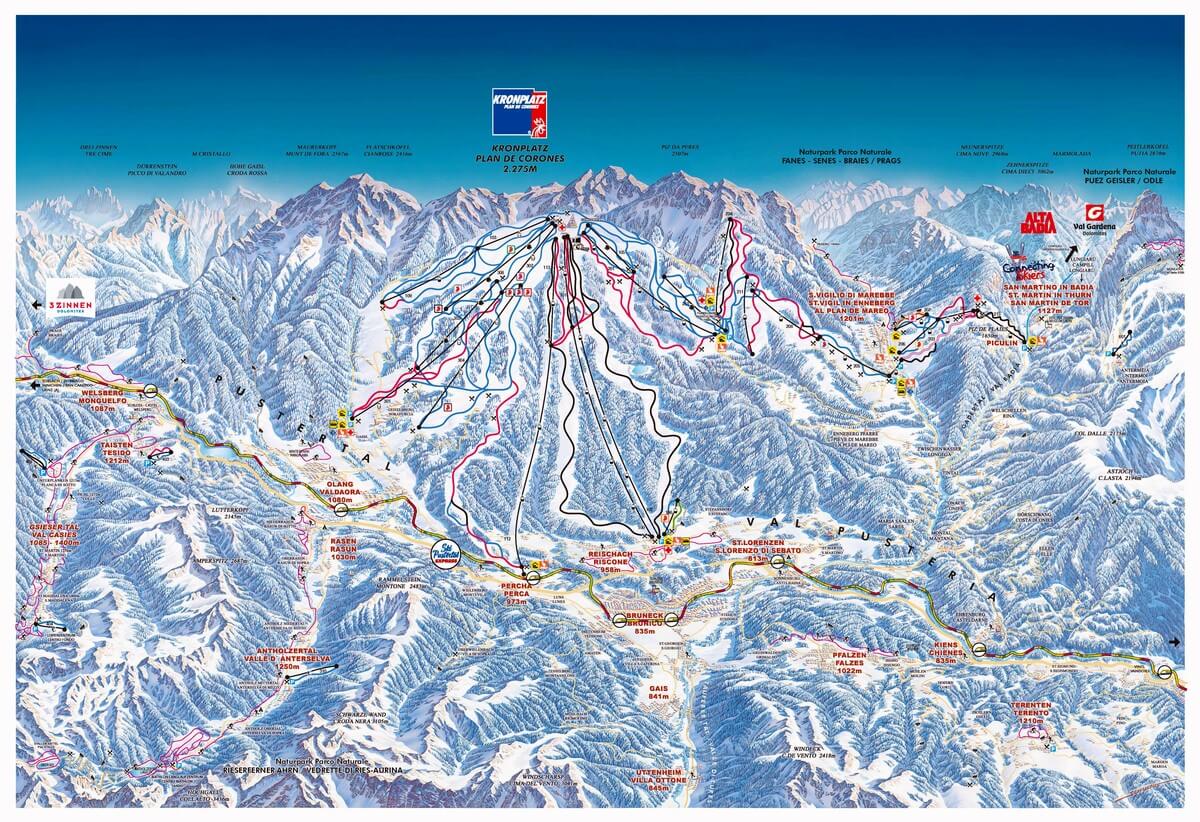 Pistenplan Kronplatz - Plan de Corones