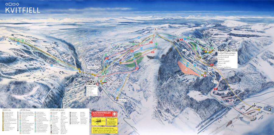 Pistenplan Kvitfjell - auf Grafik klicken für Großansicht Pistenplan Kvitfjell