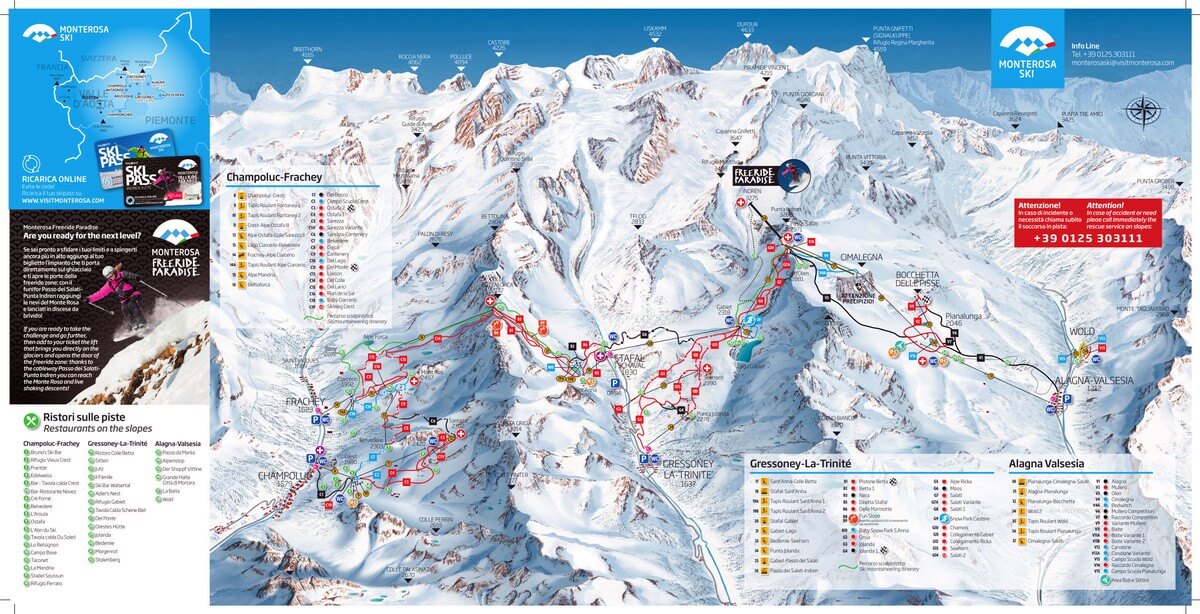 Pistenplan Monte Rosa - Valle d'Aosta