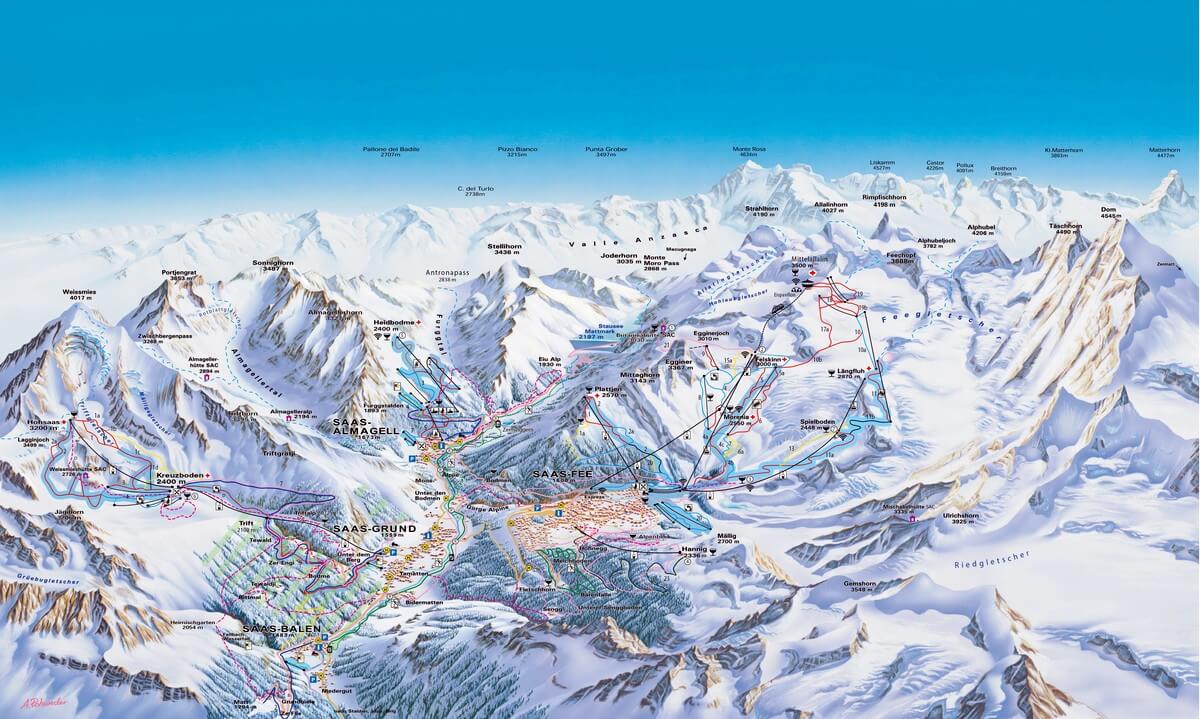 Pistenplan Saas Fee