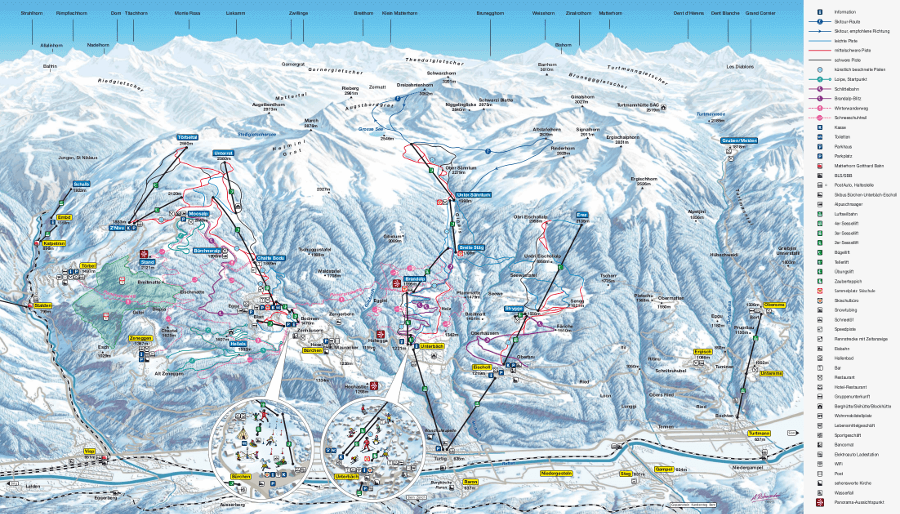 Pistenplan Unterbäch – Brandalp – Ginals