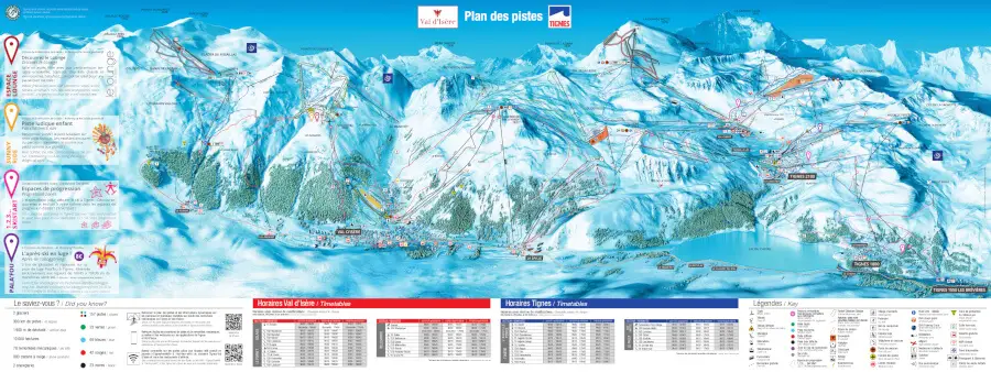Pistenplan Val d'Isère - Tignes