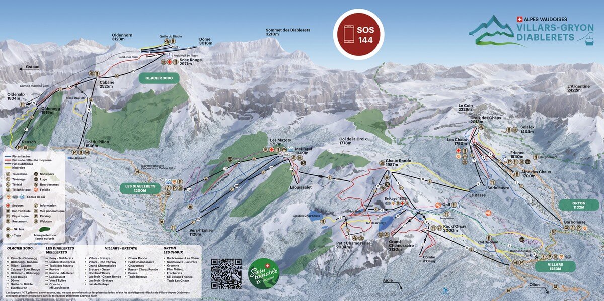 Pistenplan Villars-Gryon Les Diablerets