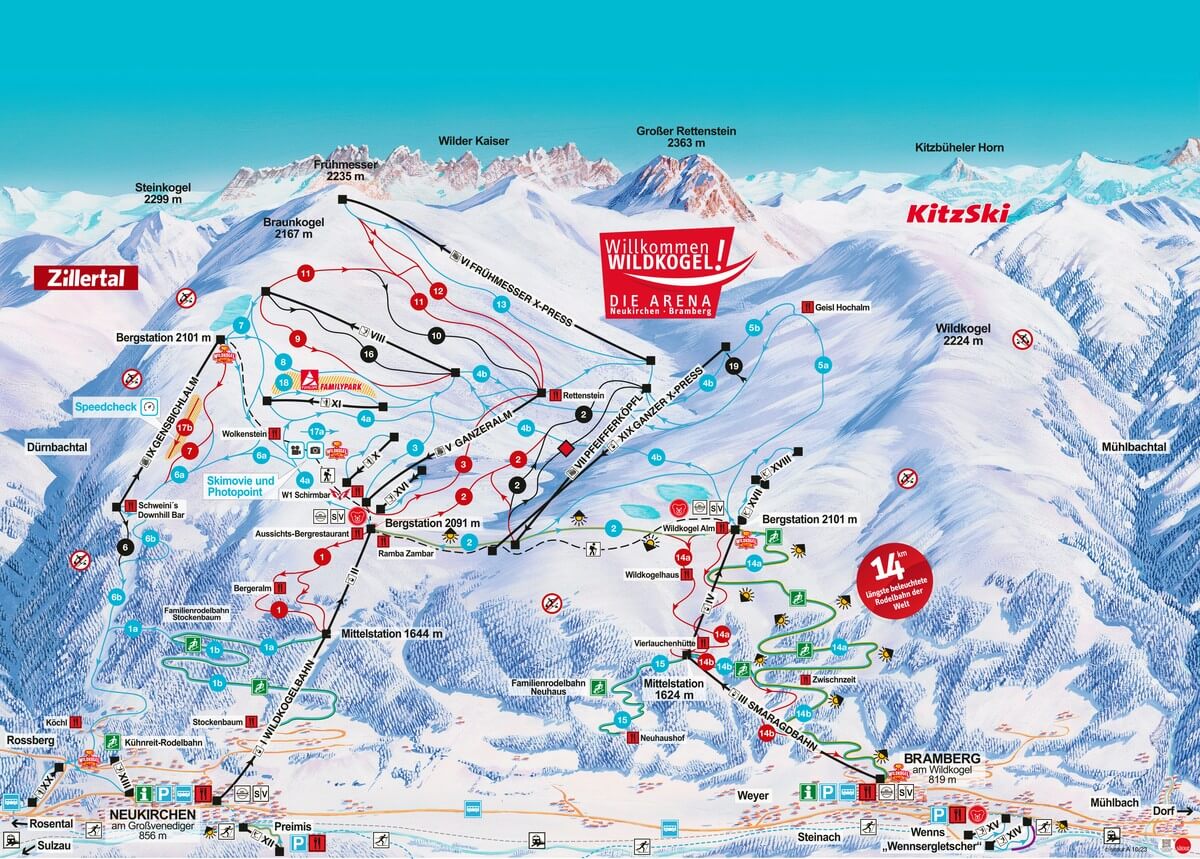 Pistenplan Wildkogel-Arena