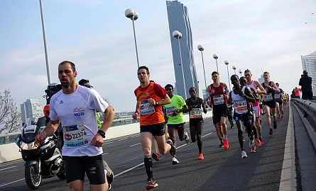 Teilnehmer beim Vienna City Marathon auf der Reichsbrücke