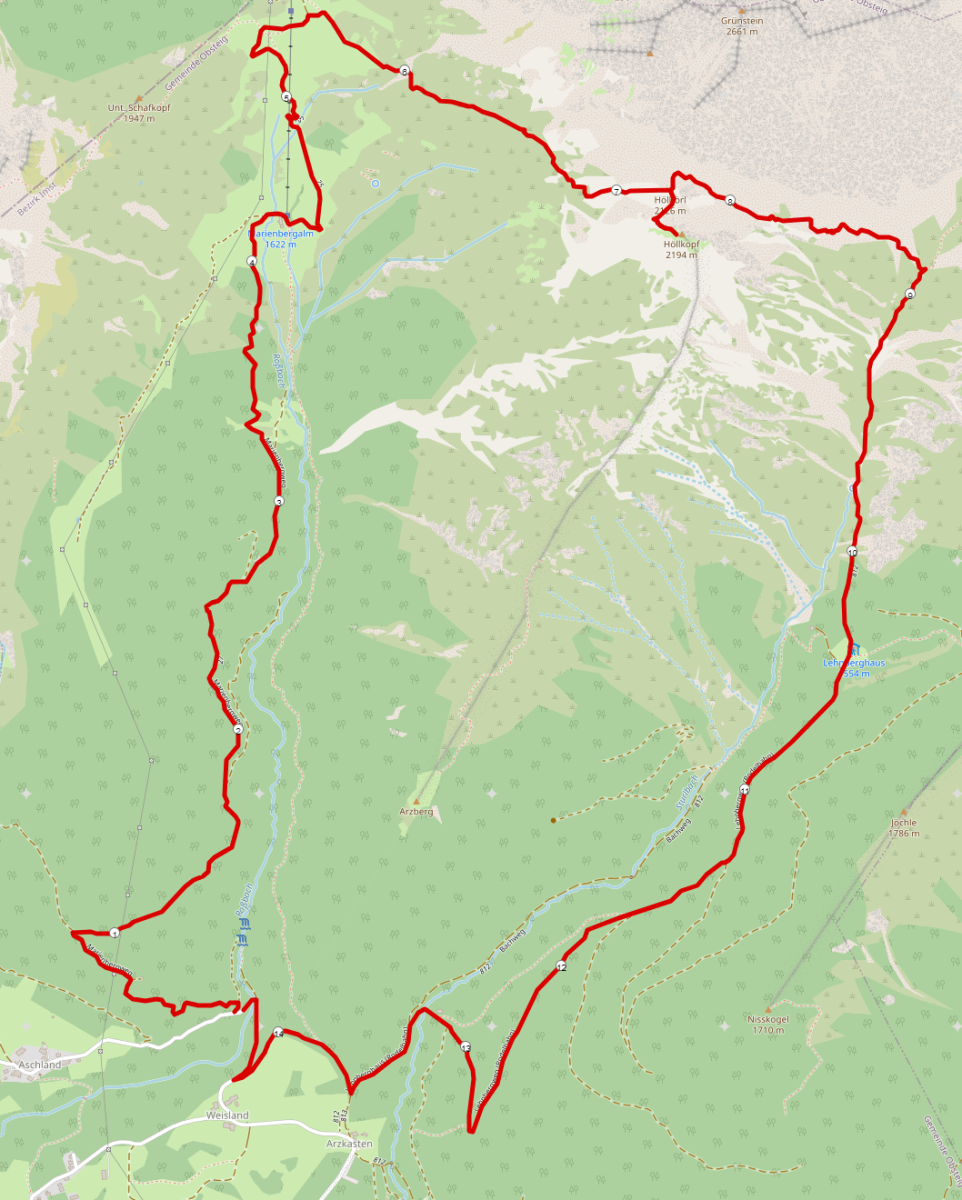 Strecke Höllkopf Wanderung