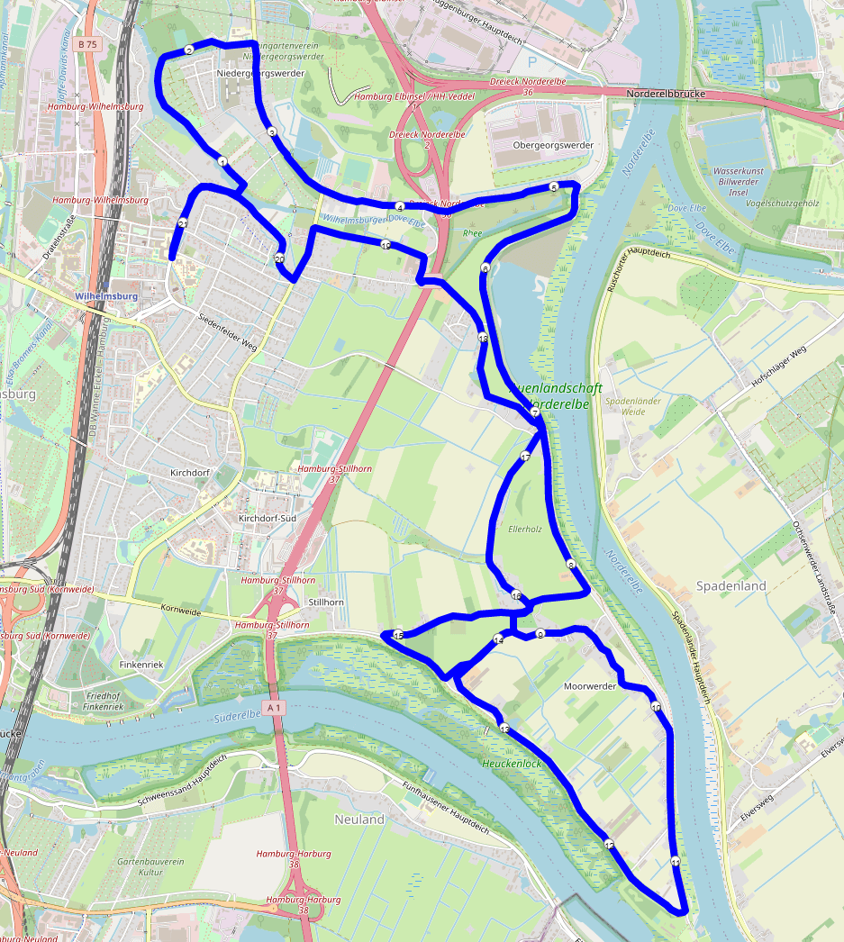 Wilhelmsburger Insellauf Streckenverlauf