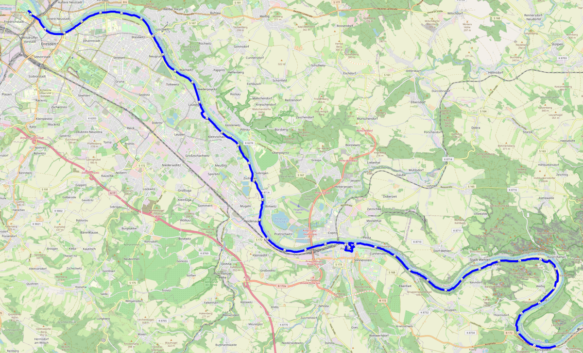 Oberelbe Marathon Streckenverlauf