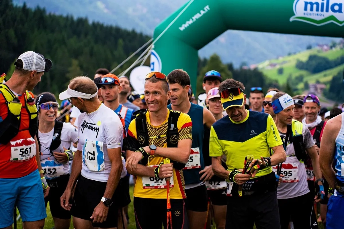Vor dem Start zum Rosengarten Schlern Skymarathon