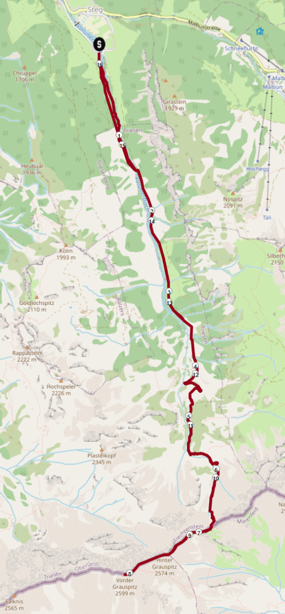 Grauspitz Wanderung: Route Grauspitz Wanderung: Route
