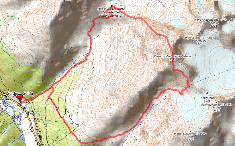 Route bzw. Strecke Vertainspitze