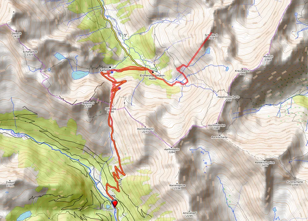 Route bzw. Strecke Schafdach