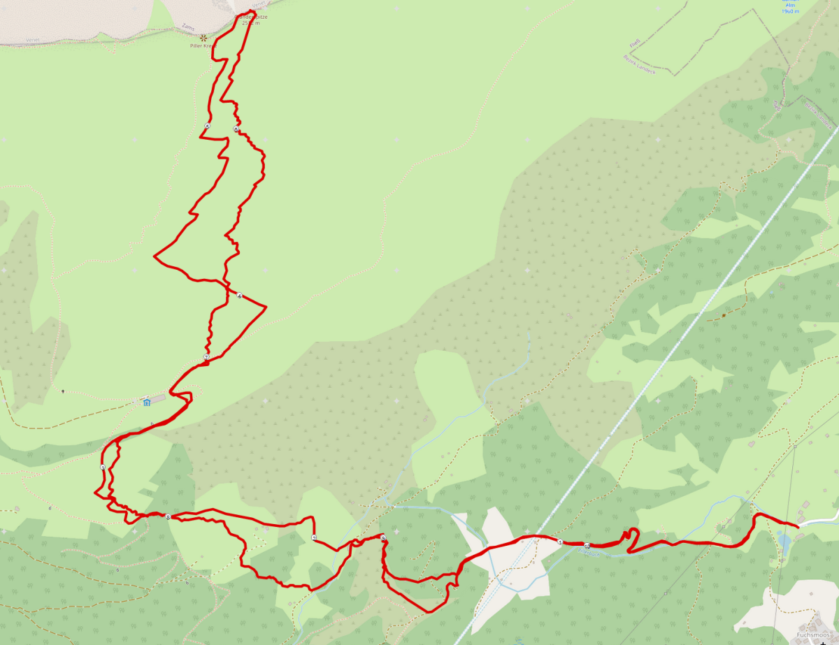 Strecke Skitour Venet (Glanderspitze) von Piller