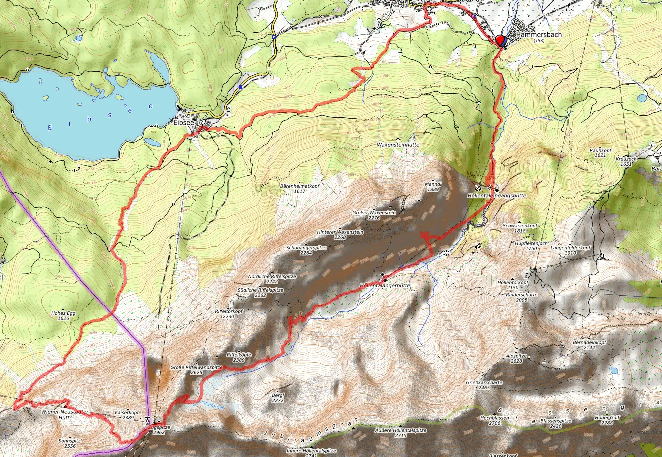 Route bzw. Strecke Zugspitze