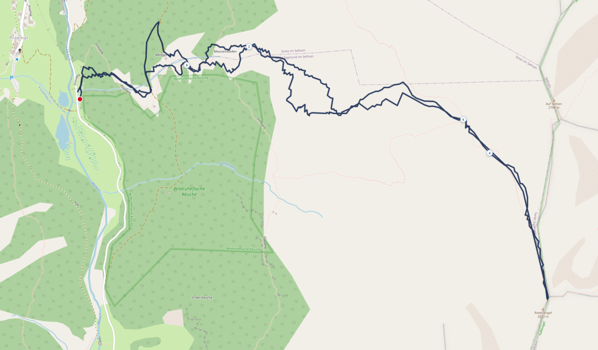 Skitour Roter Kogel: Streckenplan