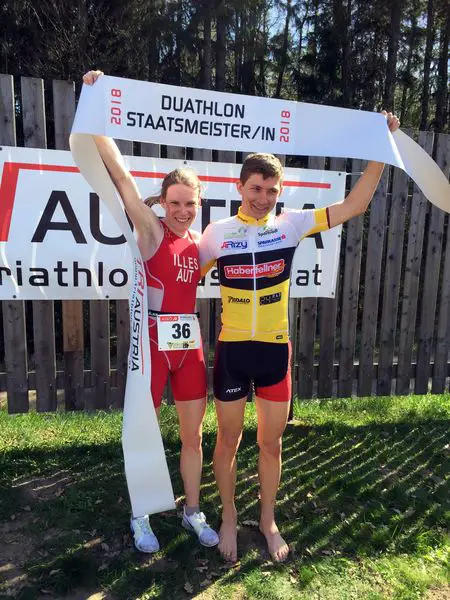 Sandrina Illes und Andreas Silberbauer holen sich den Duathlon-Staatsmeistertitel auf der Kurzdistanz 2018 (© ÖTRV)