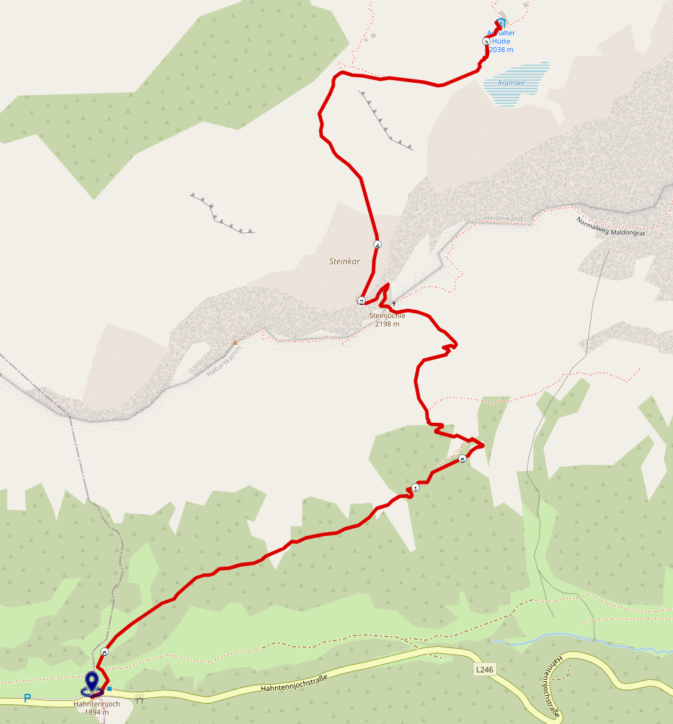 Wandern zur Anhalter Hütte: Strecke