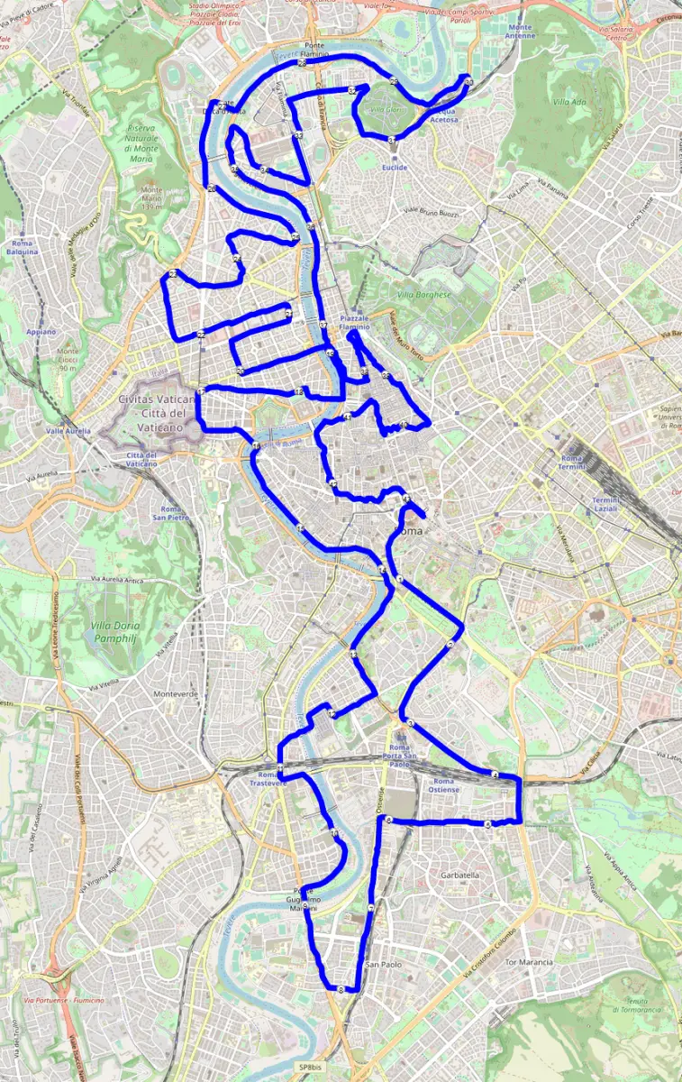 Rom Marathon Streckenplan