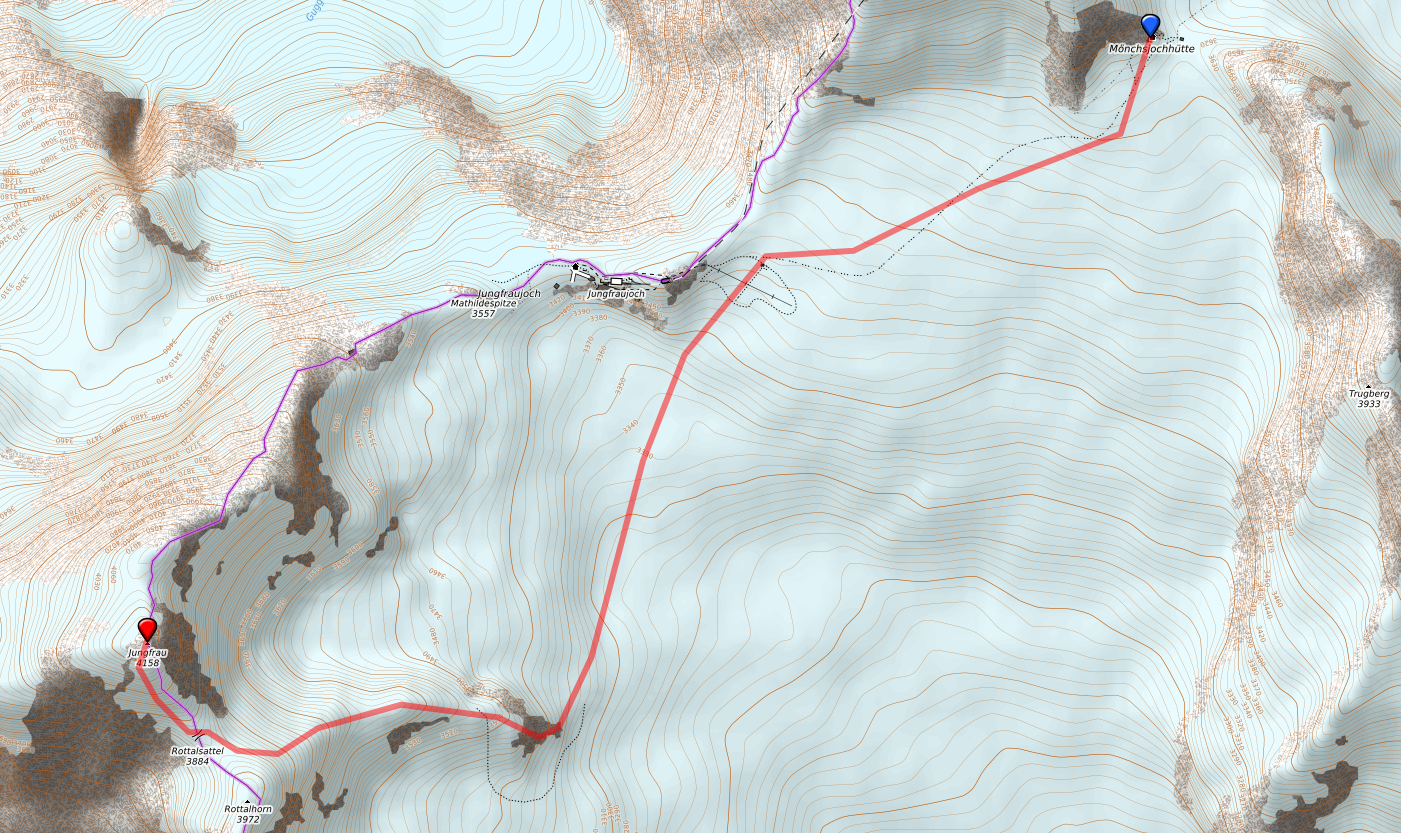 Route bzw. Strecke Jungfrau