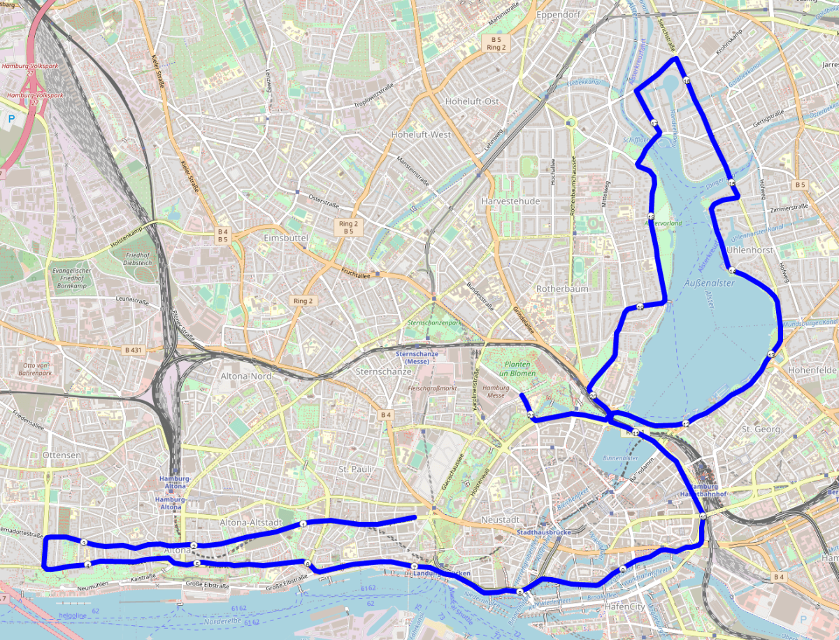 Hamburg Halbmarathon Streckenverlauf