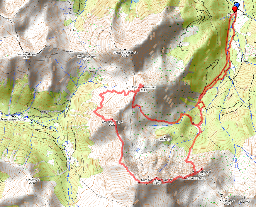 Route bzw. Strecke Gamskögelgrat
