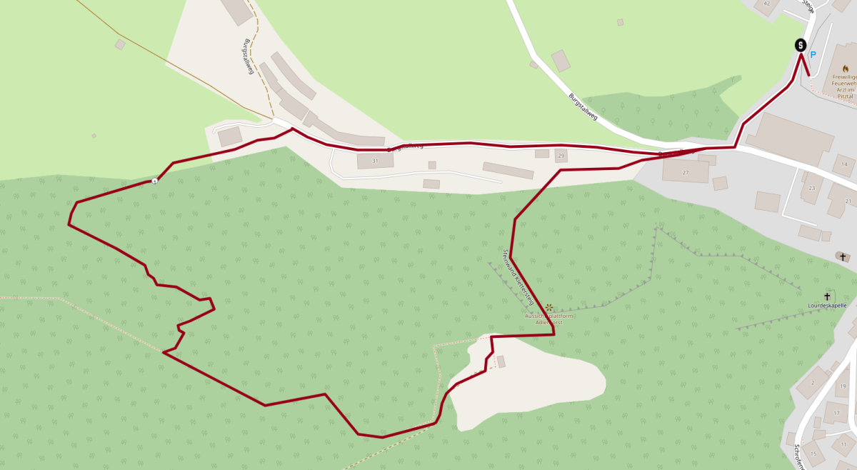 Streckenplan: Steinwand Klettersteig (D+) - Arzl im Pitztal