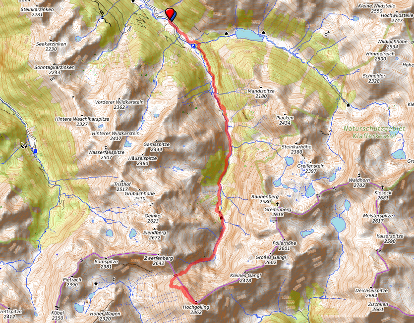 Route bzw. Strecke Hochgolling