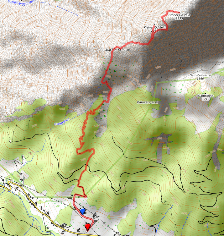Route bzw. Strecke auf den Großen Ödstein