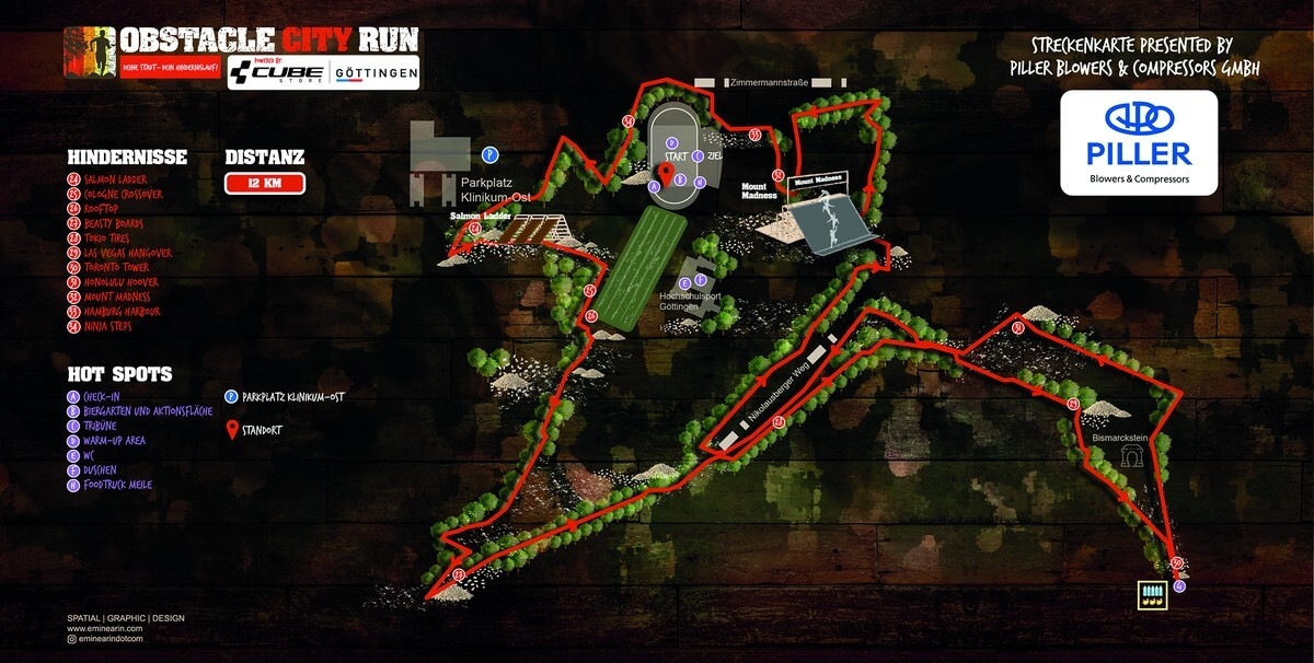 Obstacle City Run Göttingen Strecke: 12 km