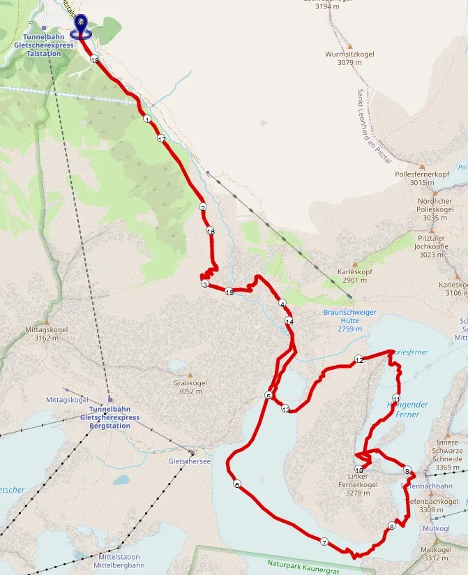 Strecke Skitour Linker Fernerkogel