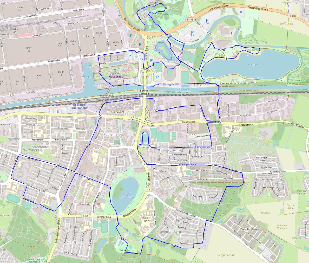 Strecke Wolfsburg Marathon