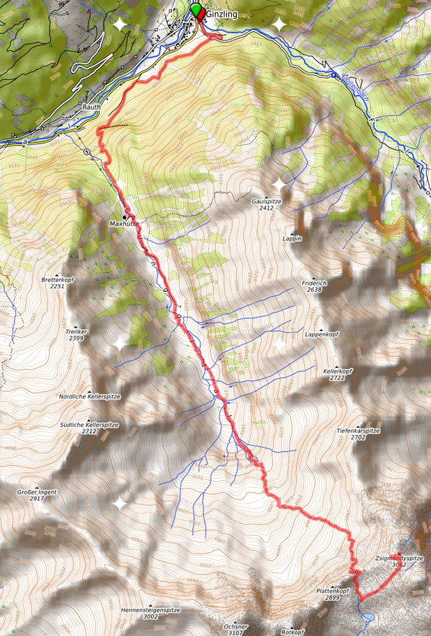 Zsigmondyspitze Strecke