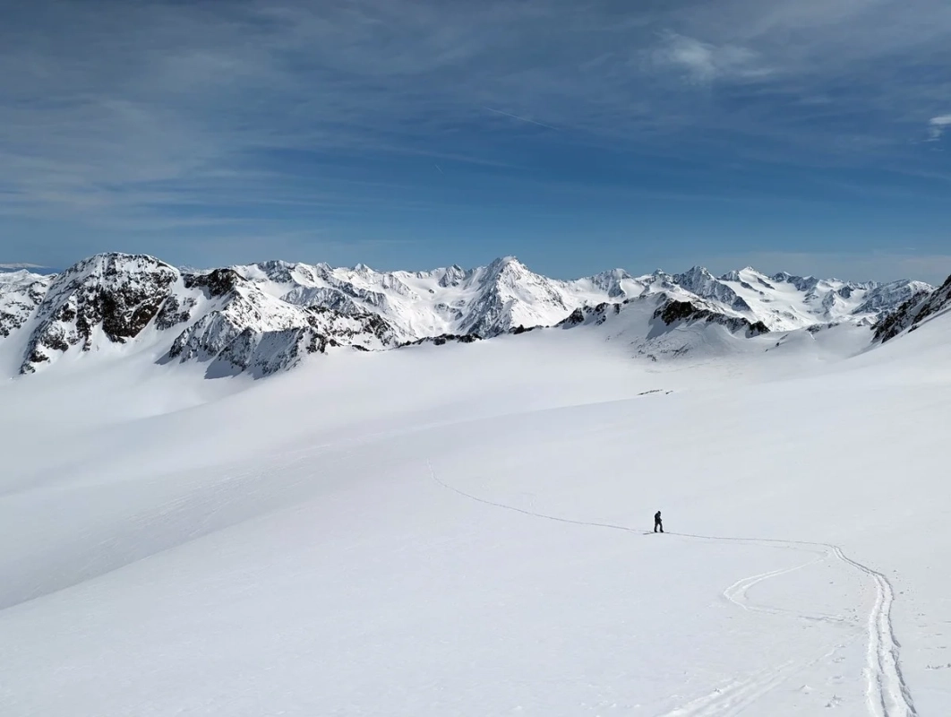 Skitour Schuchtkogel 25: Blick zurück beim Aufstieg vom Schlusshang. Skitour Schuchtkogel 25: Blick zurück beim Aufstieg vom Schlusshang.