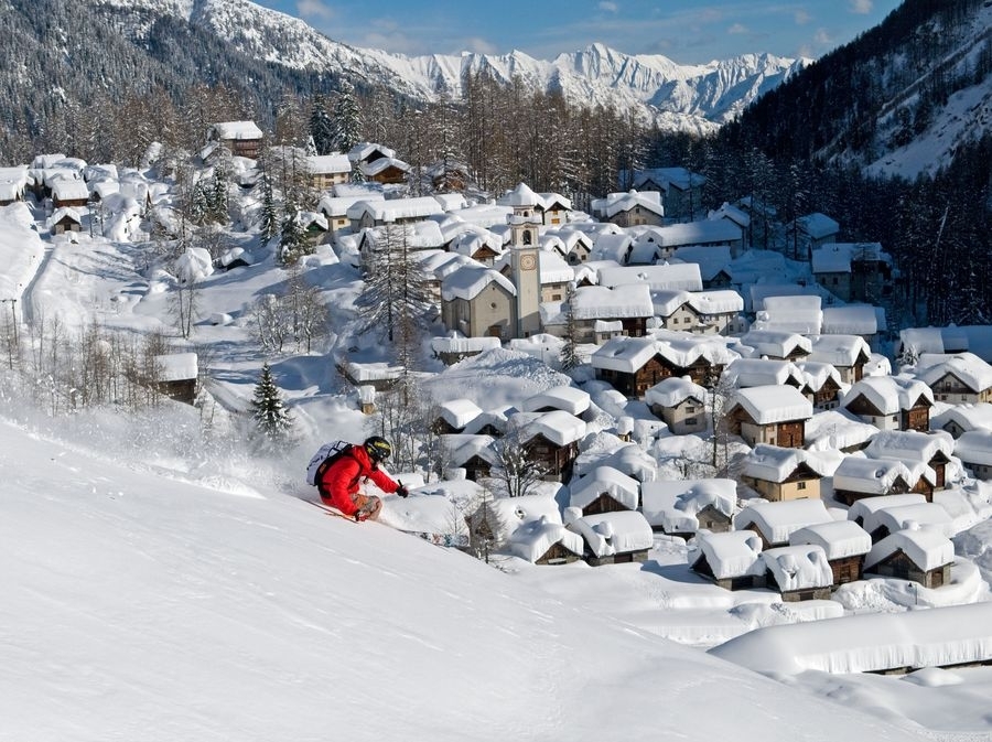 Skifahren im Skigebiet Bosco Gurin (C) Betreiber Skifahren im Skigebiet Bosco Gurin (C) Betreiber