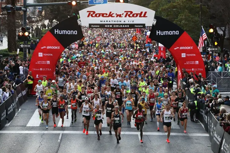 Thousands of runners take off through the starting arch of the 2019 Humana Rock &#039;n&#039; Roll New Orleans Marathon &amp; ½ Marathon on Sunday, February 10. Participants were taken on a route through some of the Cresent Cities most iconic landmarks and scenic neigh
